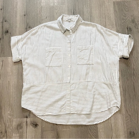 Madewell Tops - Madewell White Button-Down Shirt with Blue Pinstripes